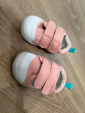Toddler Pink Canvas Velcro Shoes with White Toe